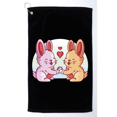 Rabbits In Love Cute Golf Towel