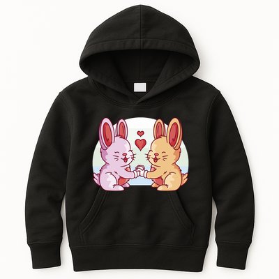 Rabbits In Love Cute Kids Hoodie