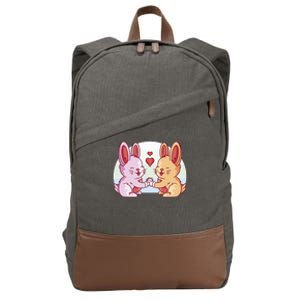 Rabbits In Love Cute Cotton Canvas Backpack