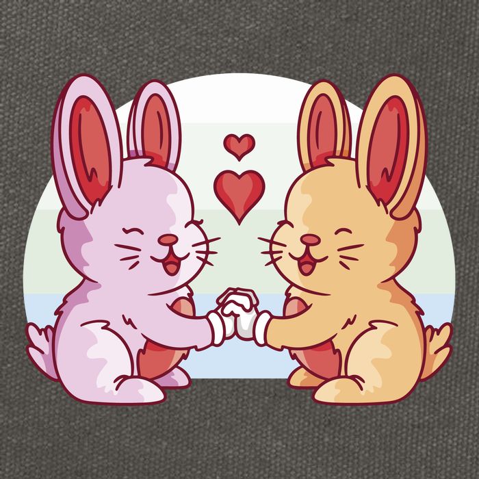 Rabbits In Love Cute Cotton Canvas Backpack