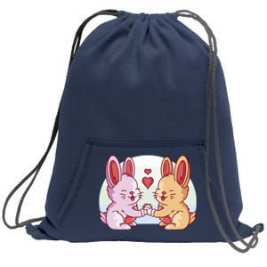 Rabbits In Love Cute Sweatshirt Cinch Pack Bag