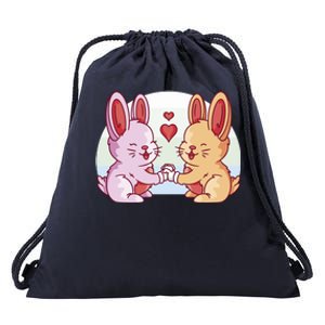 Rabbits In Love Cute Drawstring Bag