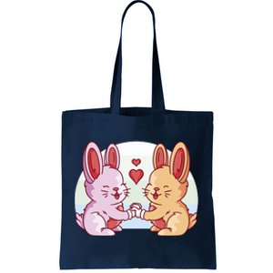 Rabbits In Love Cute Tote Bag