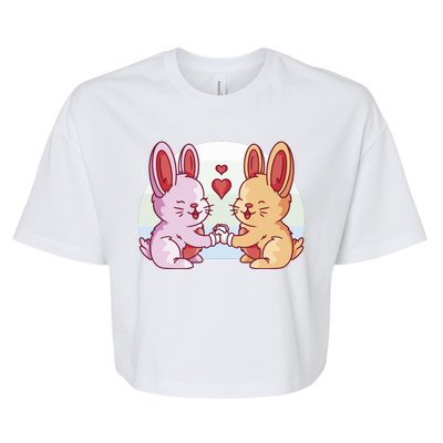 Rabbits In Love Cute Bella+Canvas Jersey Crop Tee