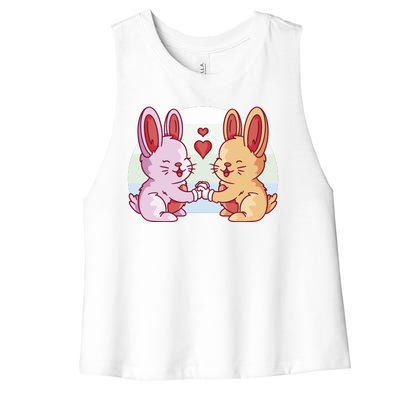 Rabbits In Love Cute Women's Racerback Cropped Tank