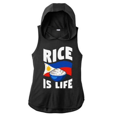 Rice Is Life Philippine Flag Rice Lover Ladies PosiCharge Tri-Blend Wicking Draft Hoodie Tank