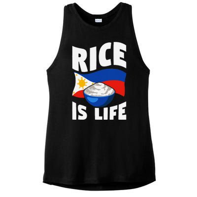 Rice Is Life Philippine Flag Rice Lover Ladies PosiCharge Tri-Blend Wicking Tank