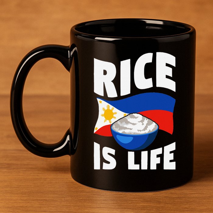 Rice Is Life Philippine Flag Rice Lover 11oz C Handle Ceramic Mug