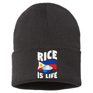 Rice Is Life Philippine Flag Rice Lover Sustainable Knit Beanie