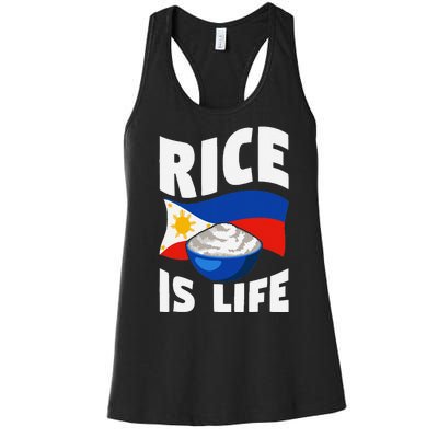 Rice Is Life Philippine Flag Rice Lover Women's Racerback Tank