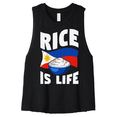 Rice Is Life Philippine Flag Rice Lover Women's Racerback Cropped Tank