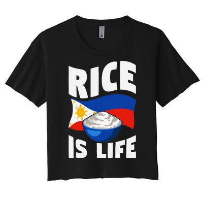 Rice Is Life Philippine Flag Rice Lover Women's Crop Top Tee