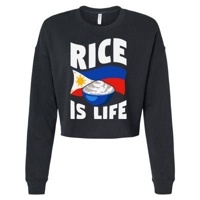 Rice Is Life Philippine Flag Rice Lover Cropped Pullover Crew