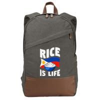 Rice Is Life Philippine Flag Rice Lover Cotton Canvas Backpack