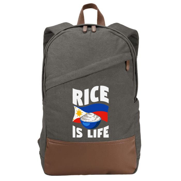 Rice Is Life Philippine Flag Rice Lover Cotton Canvas Backpack