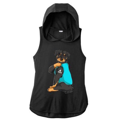 Rottweiler I Love Mom Tattoo Apparel Dog Mom Ladies PosiCharge Tri-Blend Wicking Draft Hoodie Tank