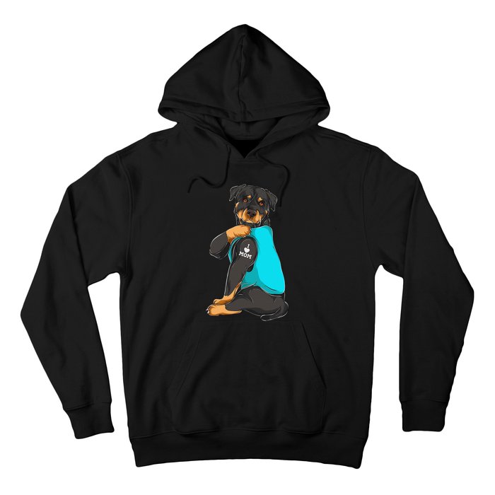 Rottweiler I Love Mom Tattoo Apparel Dog Mom Hoodie