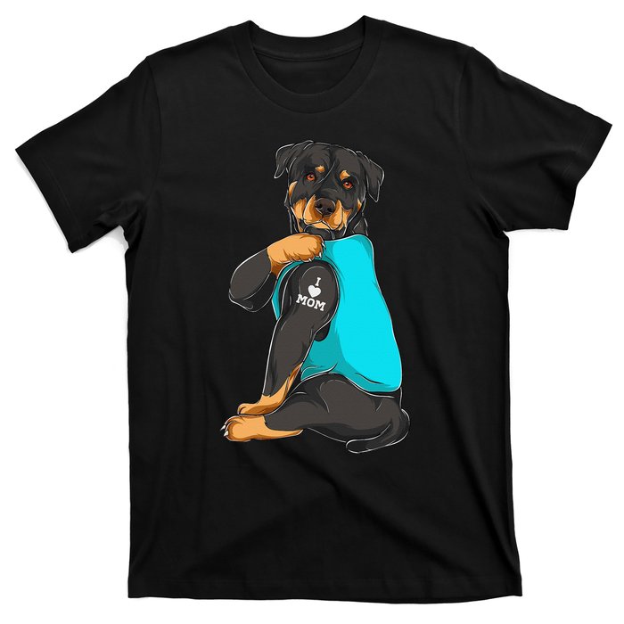 Rottweiler I Love Mom Tattoo Apparel Dog Mom T-Shirt