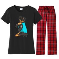 Rottweiler I Love Mom Tattoo Apparel Dog Mom Women's Flannel Pajama Set