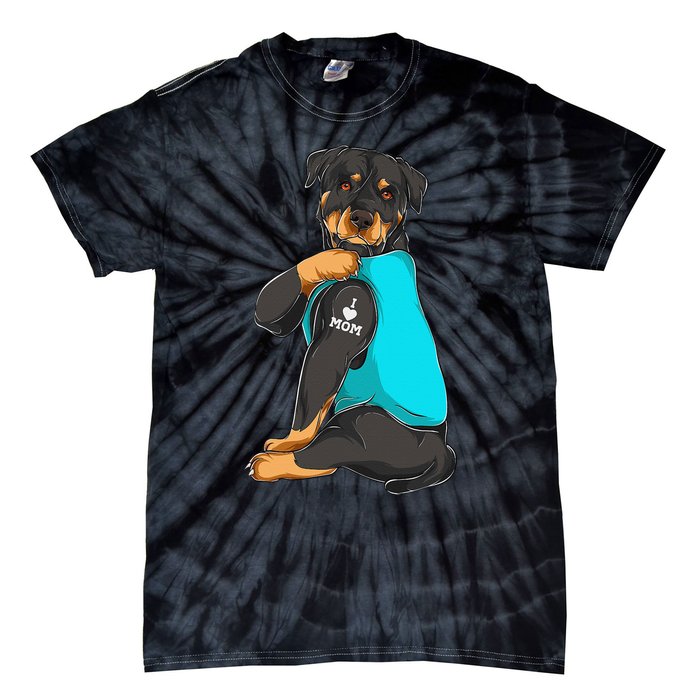 Rottweiler I Love Mom Tattoo Apparel Dog Mom Tie-Dye T-Shirt