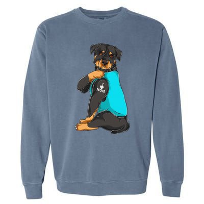 Rottweiler I Love Mom Tattoo Apparel Dog Mom Garment-Dyed Sweatshirt