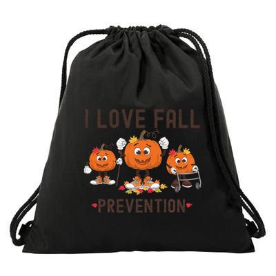 Retro I Love Fall Prevention Fall Occupational Therapy Ot Drawstring Bag