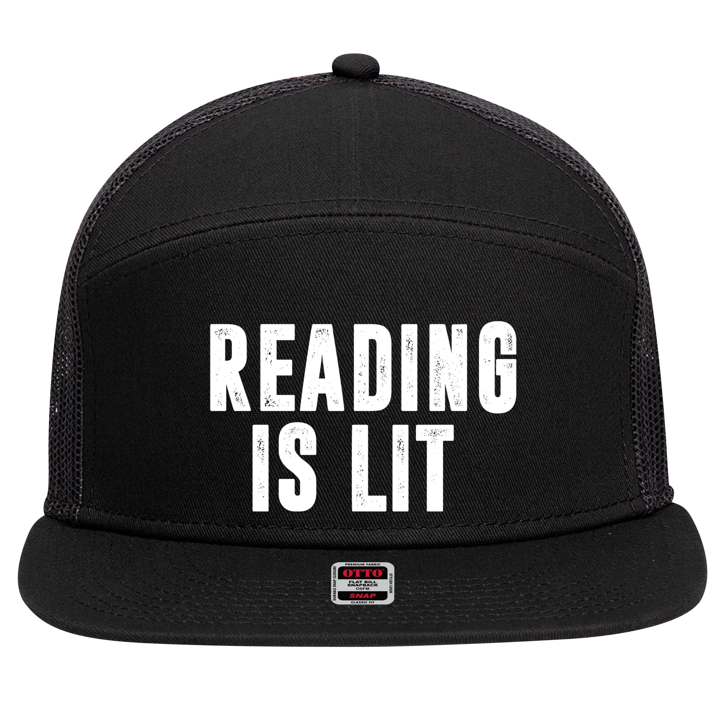 Reading Is Lit 7 Panel Mesh Trucker Snapback Hat