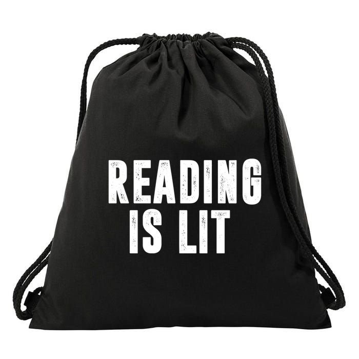 Reading Is Lit Drawstring Bag