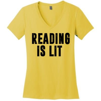 Reading Is Lit Women's V-Neck T-Shirt