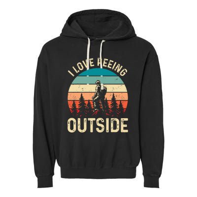 retro I love peeing outside Wilderness Glamping Nature Garment-Dyed Fleece Hoodie