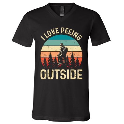 retro I love peeing outside Wilderness Glamping Nature V-Neck T-Shirt