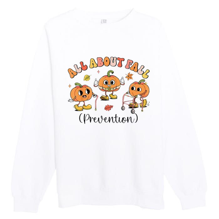 Retro I Love Fall Prevention Fall Occupational Therapy Ot Premium Crewneck Sweatshirt