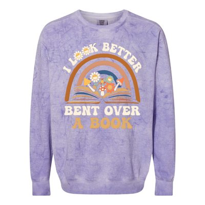 Rainbow I Look Better Bent Over A Book Colorblast Crewneck Sweatshirt