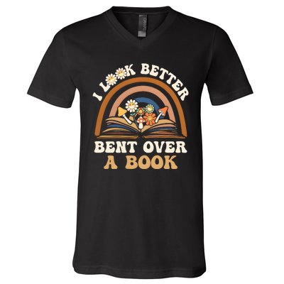 Rainbow I Look Better Bent Over A Book V-Neck T-Shirt