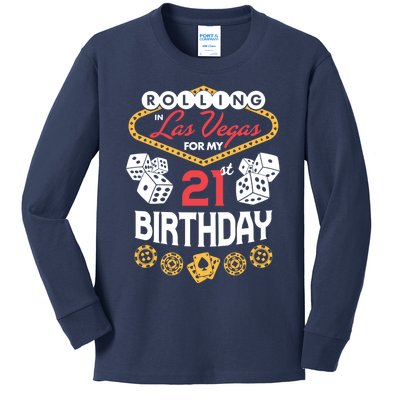 Rolling in Las Vegas for My 21st Birthday Kids Long Sleeve Shirt