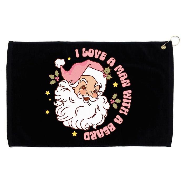 Retro I Love A Man With A Beard Christmas Grommeted Golf Towel