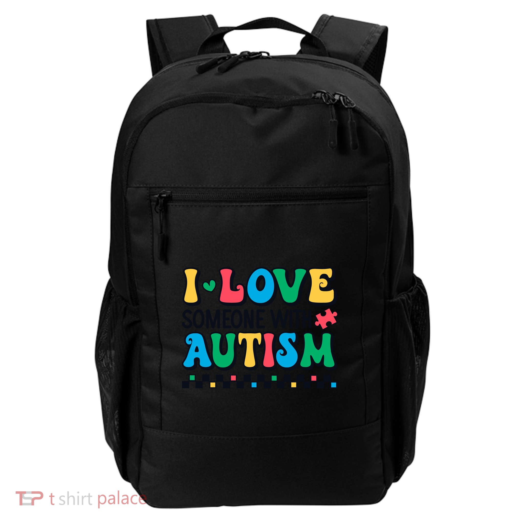 Retro I Love Someone With Autism Puzzle Piece Daily Commute Backpack
