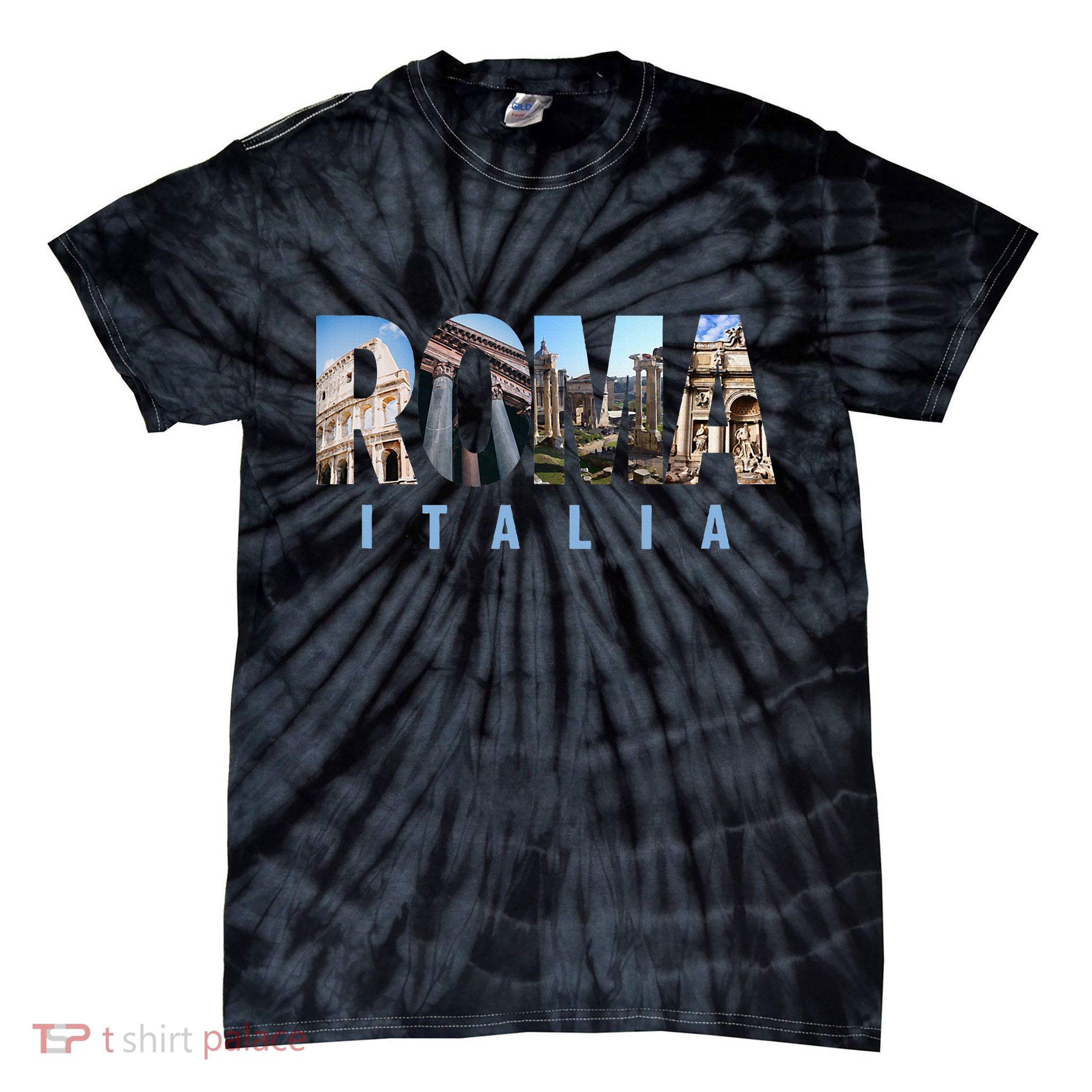 Rome Italy Landmarks Tie-Dye T-Shirt
