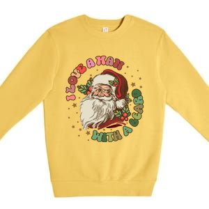 Retro I Love A With A Beard Santa Claus Merry Christmas Great Gift Premium Crewneck Sweatshirt