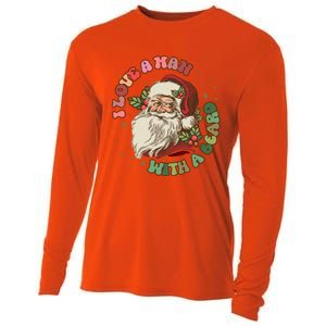 Retro I Love A With A Beard Santa Claus Merry Christmas Great Gift Cooling Performance Long Sleeve Crew