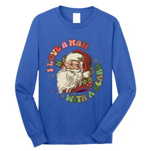 Retro I Love A With A Beard Santa Claus Merry Christmas Great Gift Long Sleeve Shirt