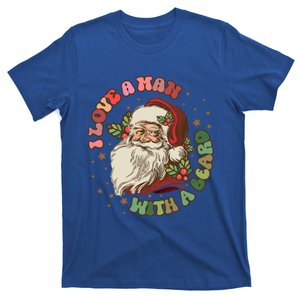 Retro I Love A With A Beard Santa Claus Merry Christmas Great Gift T-Shirt