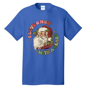 Retro I Love A With A Beard Santa Claus Merry Christmas Great Gift Tall T-Shirt