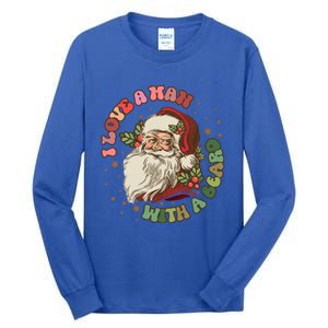 Retro I Love A With A Beard Santa Claus Merry Christmas Great Gift Tall Long Sleeve T-Shirt