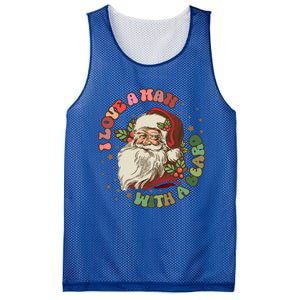 Retro I Love A With A Beard Santa Claus Merry Christmas Great Gift Mesh Reversible Basketball Jersey Tank