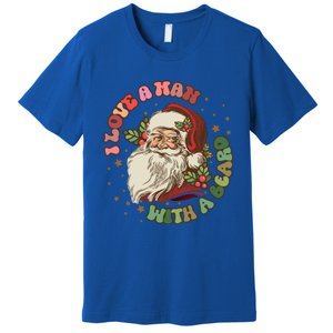 Retro I Love A With A Beard Santa Claus Merry Christmas Great Gift Premium T-Shirt