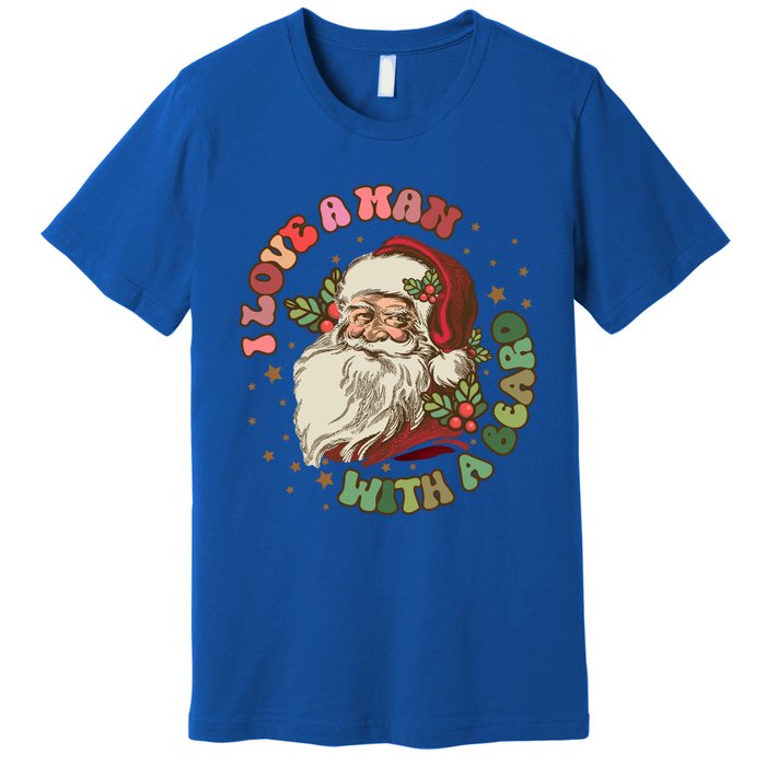 Retro I Love A With A Beard Santa Claus Merry Christmas Great Gift Premium T-Shirt