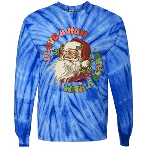 Retro I Love A With A Beard Santa Claus Merry Christmas Great Gift Tie-Dye Long Sleeve Shirt