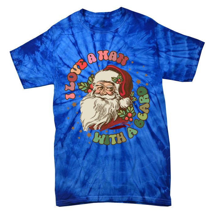 Retro I Love A With A Beard Santa Claus Merry Christmas Great Gift Tie-Dye T-Shirt