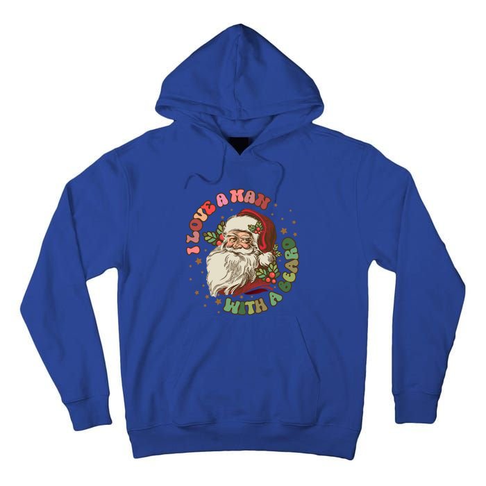 Retro I Love A With A Beard Santa Claus Merry Christmas Great Gift Tall Hoodie